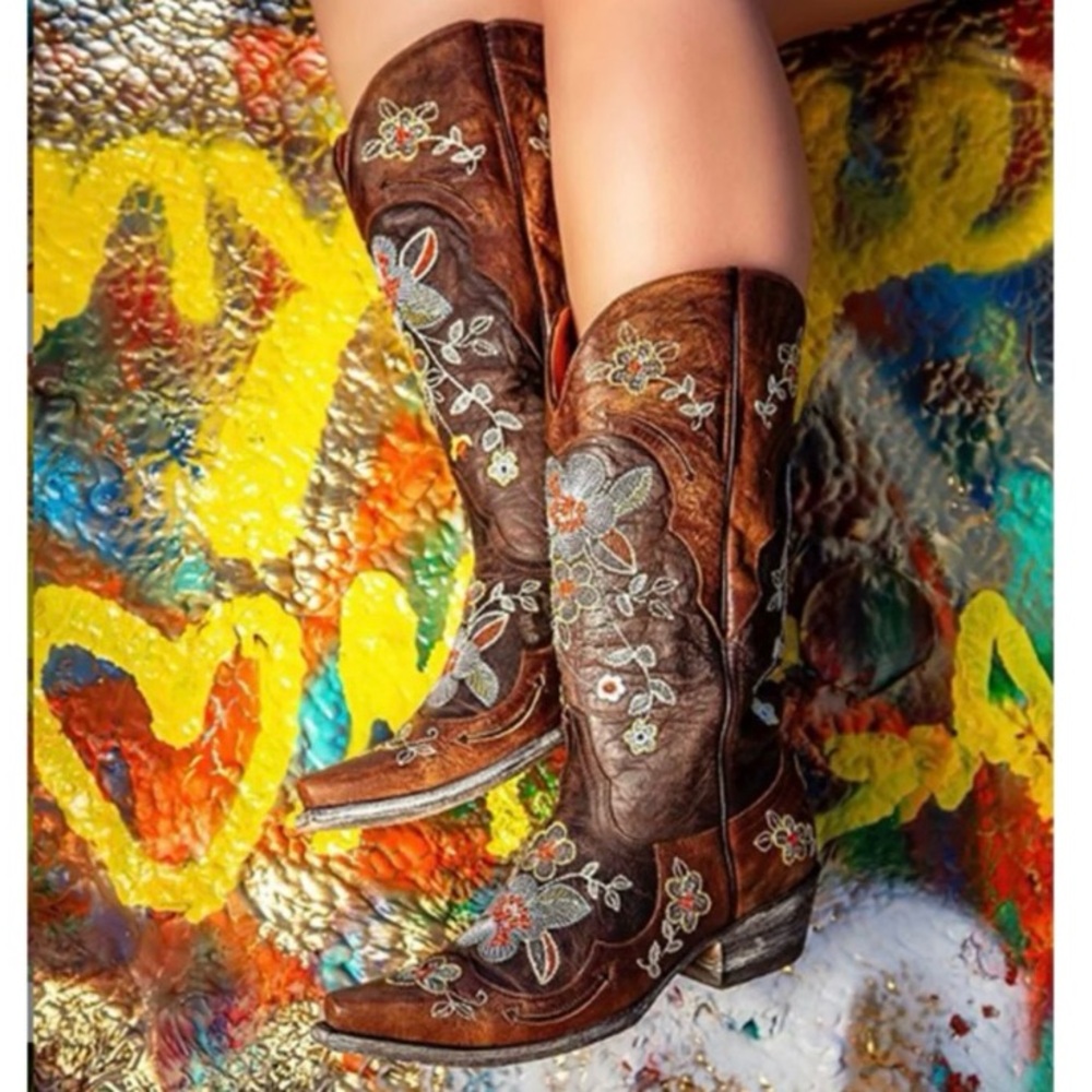 Old Gringo Brown Boots with Colorful Embroidery